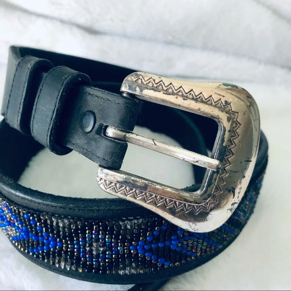 Justin Boots > Black Leather Aztec Beaded Western Belt > 30 - Picture 4 of 12